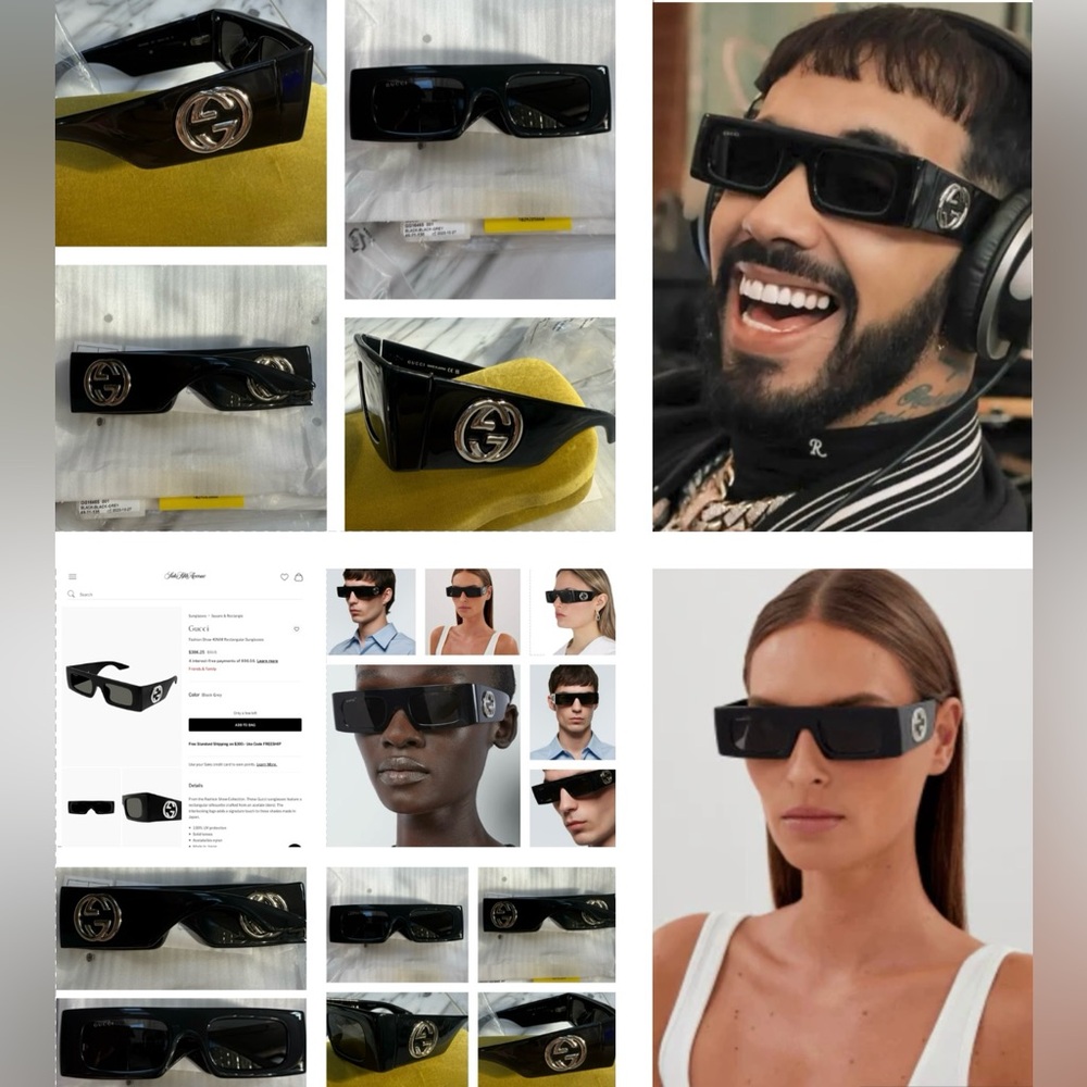 Gucci Unisex Sleek Black Rectangular Frames With … - image 6